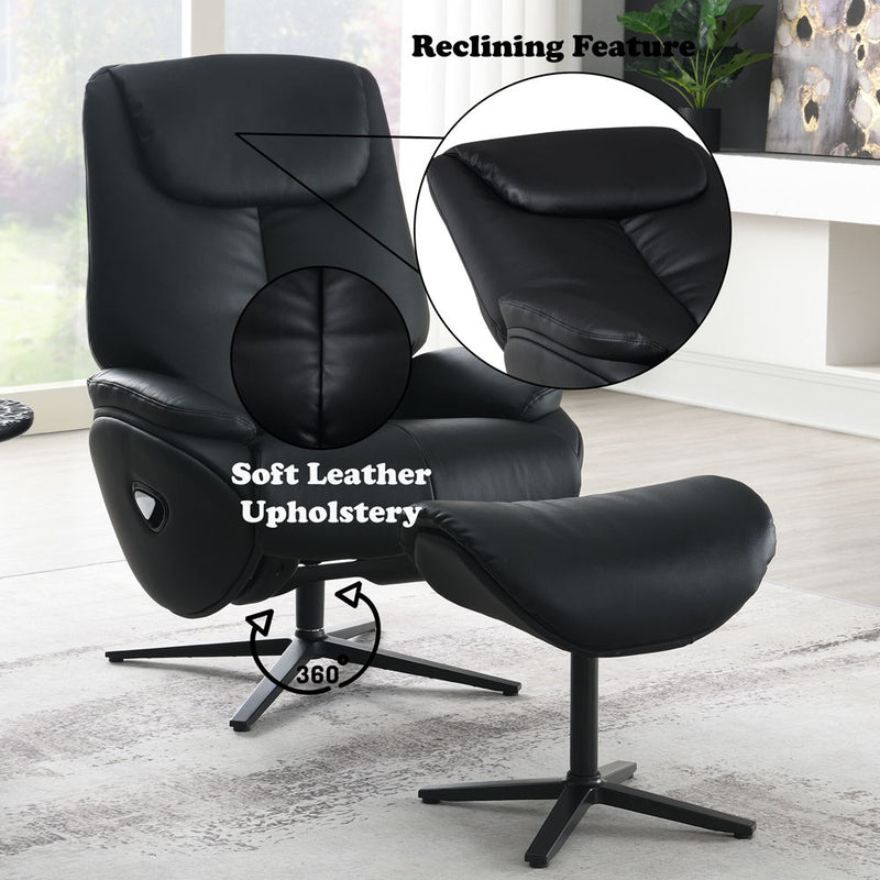 Labonita - Motion Accent Chair With Swivel & Ottoman - Black