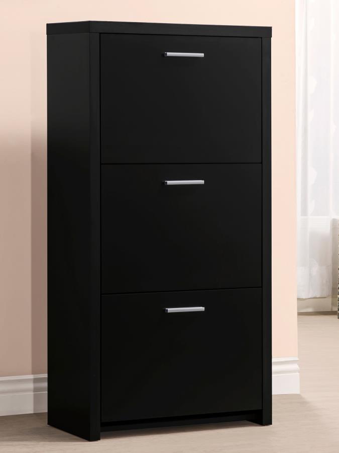 Vivian - 3-Drawer Engineered Wood Shoe Cabinet - Black - Atlantic Fine Furniture Inc