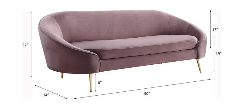 Abey - Sofa - Pink Velvet