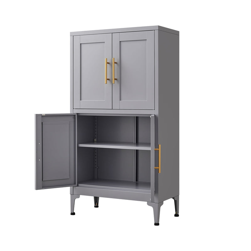 Metal Kitchen Storage Cabinet, Kitchen Pantry Storage Cabinet With Doors And Shelves, Storage Cabinet With Adjustable Leveling Foot For Kitchen, Living Room And Dining Room