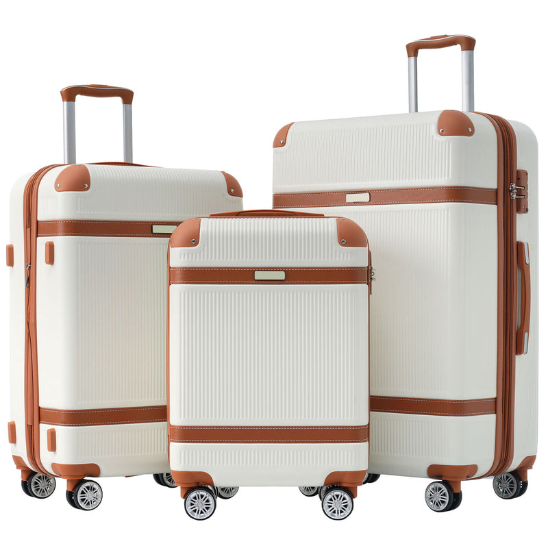 Hardshell Luggage Sets 3 Piece Double Spinner 8 Wheels Suitcase With Tsa Lock Lightweight 20''24''28''