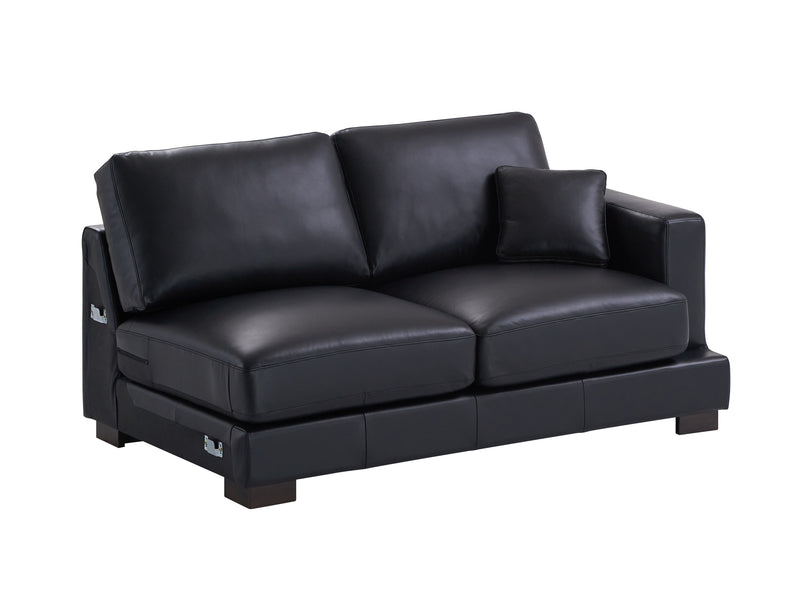 Geralyn - Leather Sectional Sofa With 2 Matching Color Toss Pillows - Black