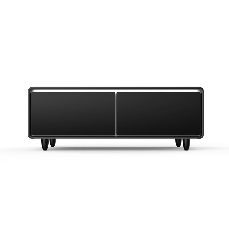 Modern Smart Coffee Table With Built-In Fridge, Bluetooth Speaker, Wireless Charging Module, Touch Control Panel, Power Socket, USB Interface, Outlet Protection, Atmosphere Light