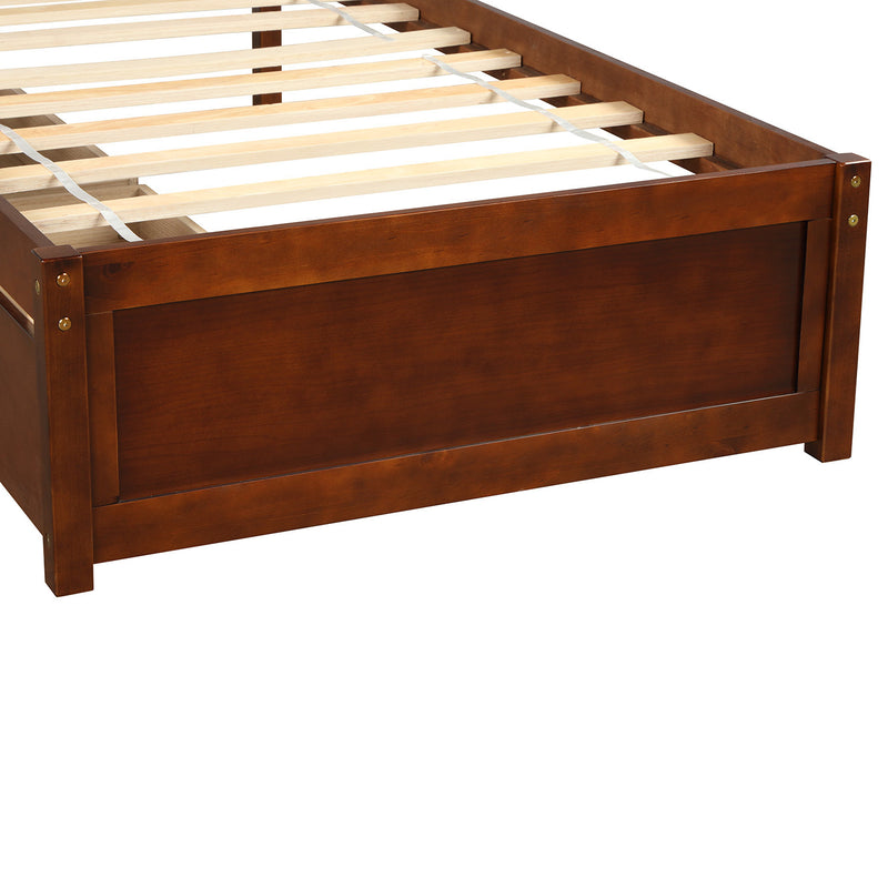 Twin Platform Storage Bed Wood Bed Frame with Two Drawers and Headboard, Walnut(Previous SKU: SF000062DAA)