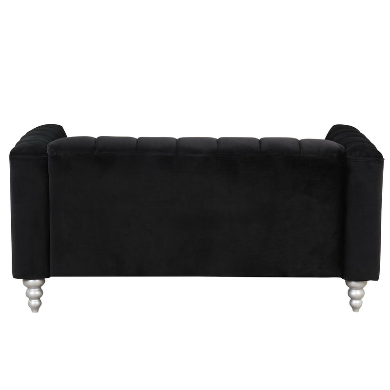 Modern Sofa Dutch Fluff Upholstered Sofa With Wood Legs, Buttoned Tufted Backrest