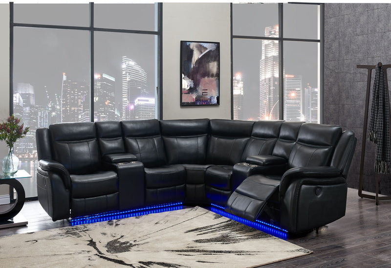 Jupiter - Leather Sectional - Black