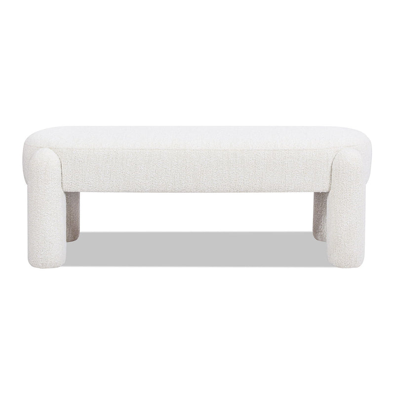 Hugo - Oval Fully Upholstered Bench - Milk Cream White