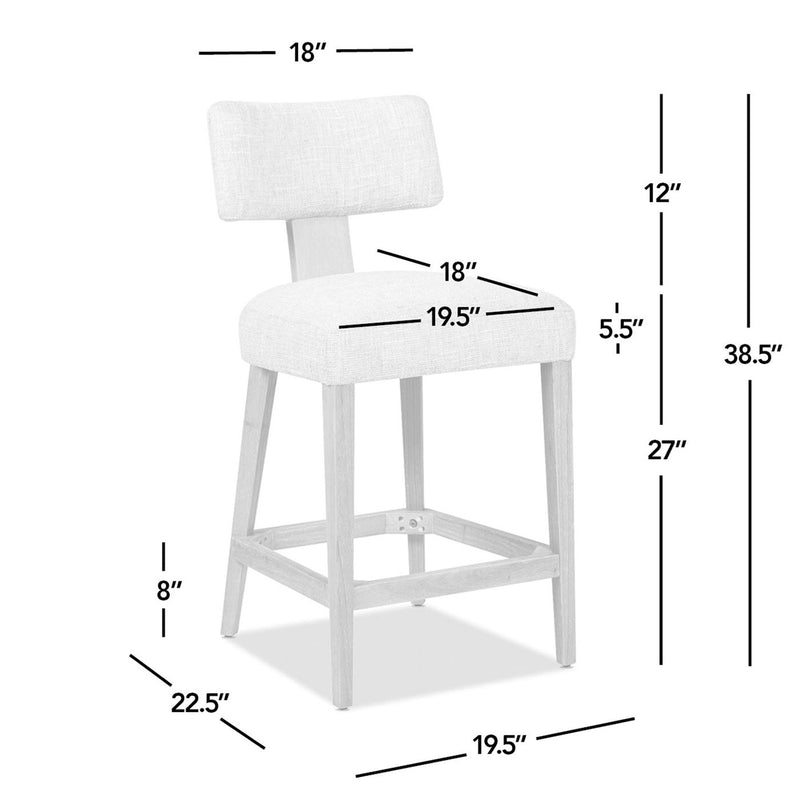 Penny - Round Arched Upholstered Counter Stool (Set of 2) - Travertine Beige