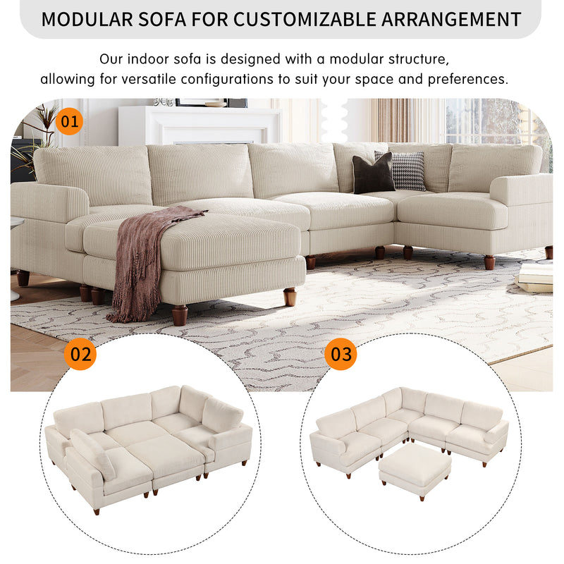 U_Style Modular Sectional Sofa with Ottoman L Shaped Corner Sectional for Living Room, Office, Spacious Space(same sku: WY000336AAA)