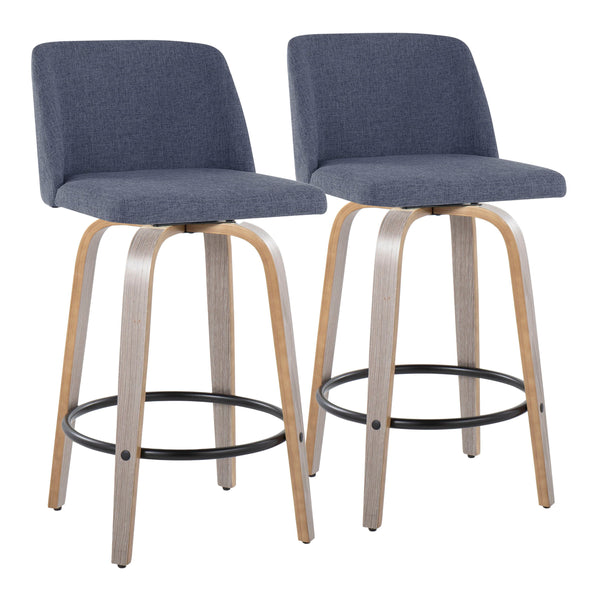 Toriano - Contemporary Fixed Height Counter Stool With Swivel & Round Footrest (Set of 2)