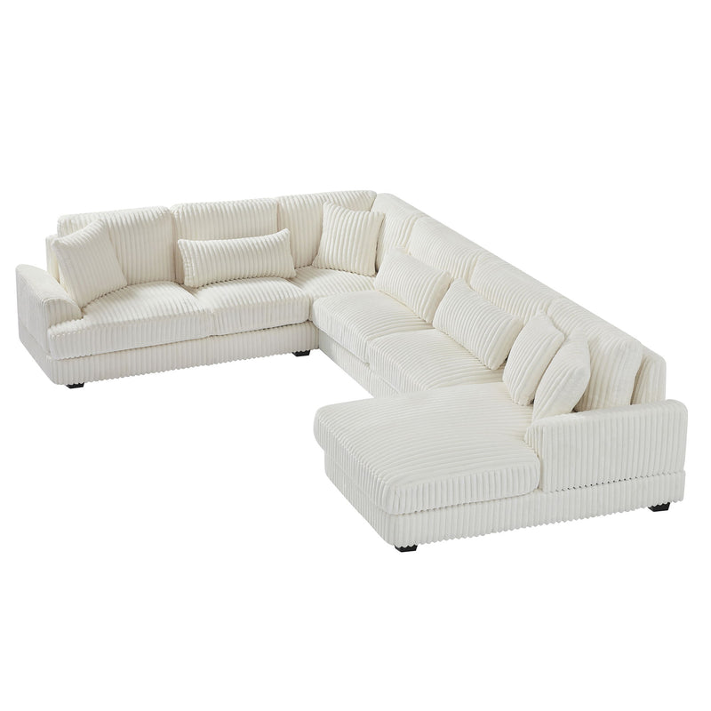 Oversized Sectional Sofa U - Shaped Sofa Couch Modern Sofa Upholstered In Soft Corduroy With A Chaise Lounge For Living Room