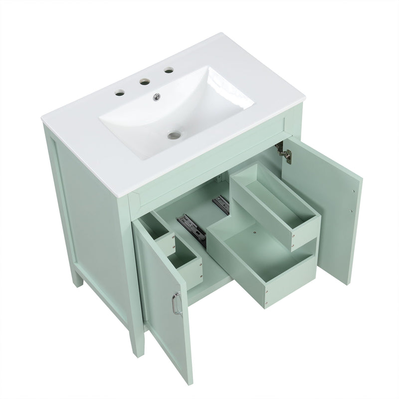 Bathroom Vanity With Sink, Combo, Cabinet With Doors And Drawer, Solid Frame And MDF Board