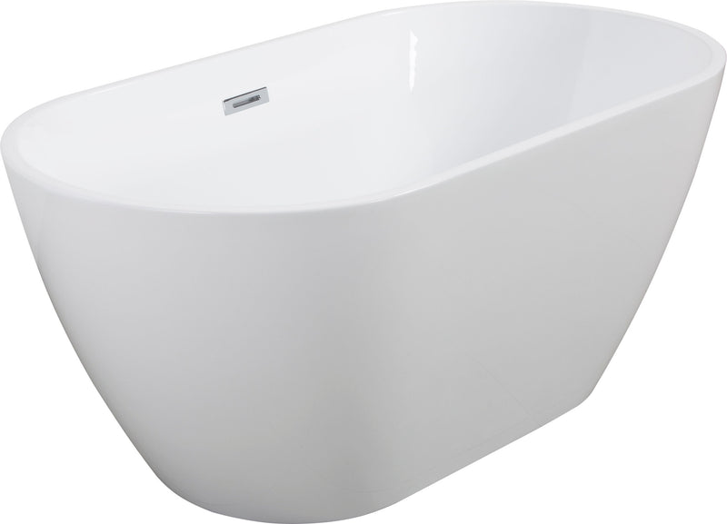 63" Shiny Acrylic Freestanding Soaking Bathtub With Chrome Overflow And Drain, Cupc Certified 22A09-63 - White