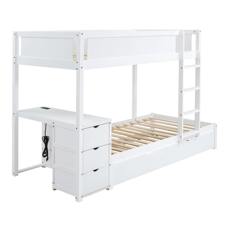 Bunk Bed With Twin Size Trundle, Storage And Desk