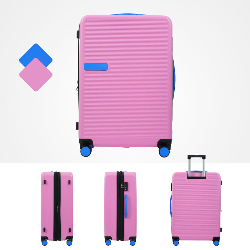 Hardshell Luggage Sets 3 Pieces Contrast Color Suitcase With Spinner Wheels And Tsa Lock 20" 24" 28" Available