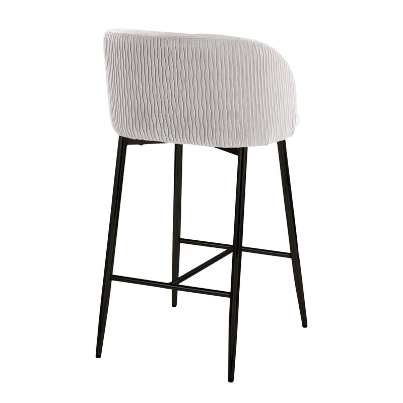 Fran - Pleated Waves Contemporary Fixed Height Counter Stool (Set of 2)