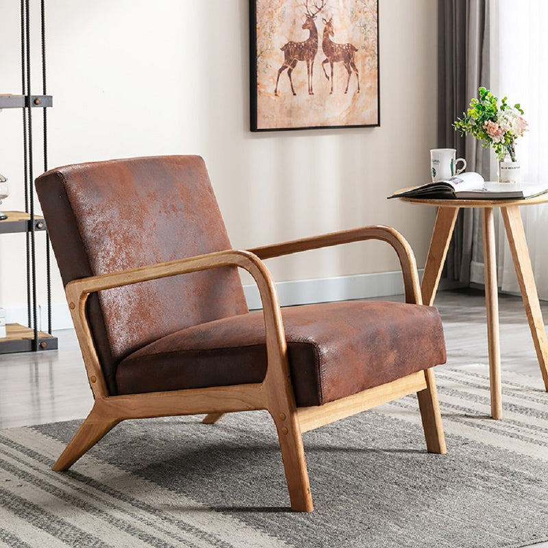 Classic Mid-Century Modern Accent Chairs, Open Framed Armchair With Cushioning