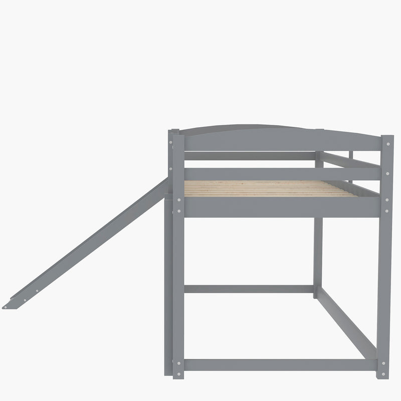 Twin over Twin Bunk Bed with Convertible Slide and Ladder , Gray(Old SKU:WF281725AAE)