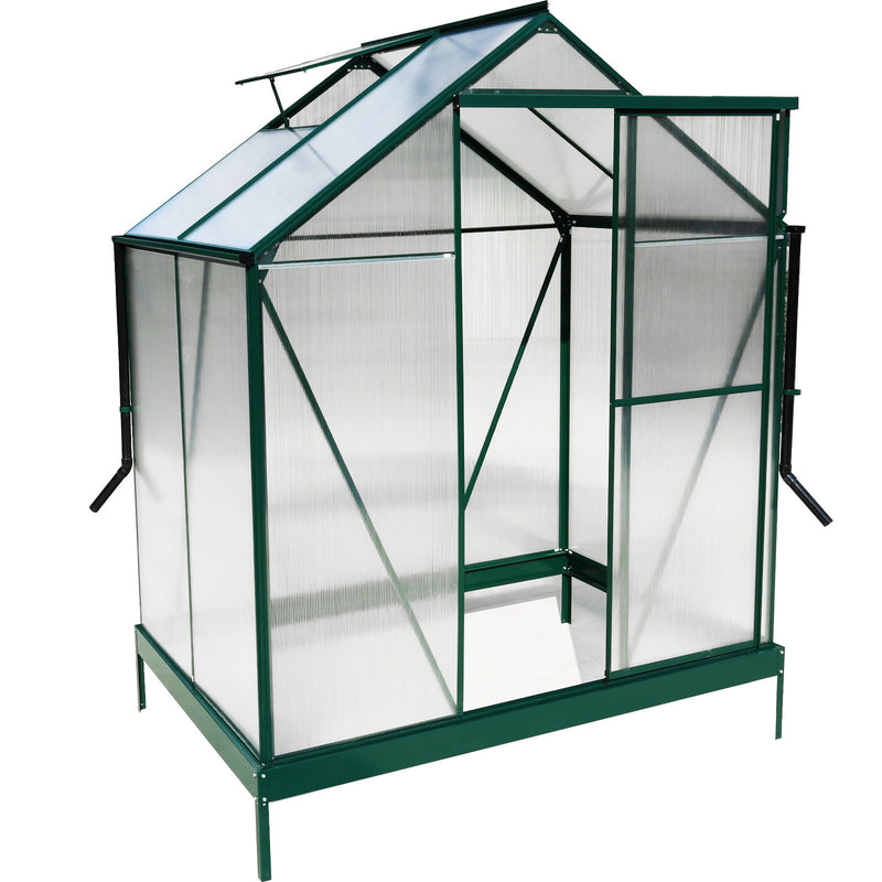 Polycarbonate Greenhouse, Heavy Duty Outdoor Aluminum Walk-In Green House Kit With Rain Gutter, Vent And Door For Backyard Garden