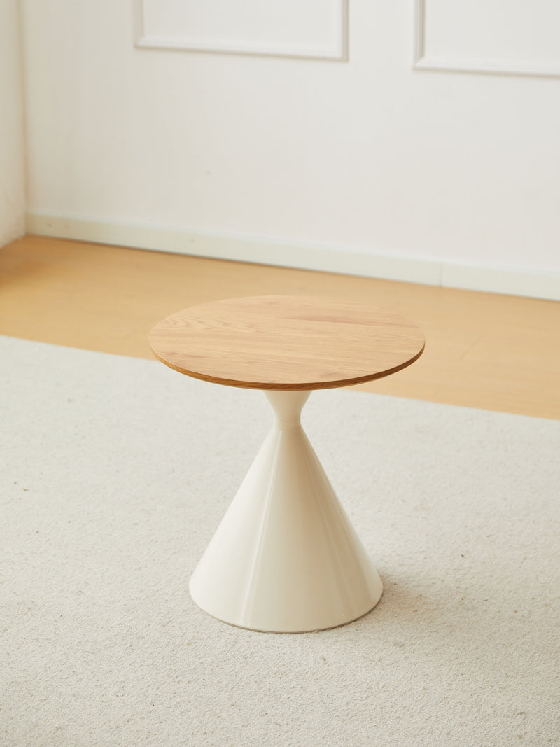 Round Coffee Table - Brown / White