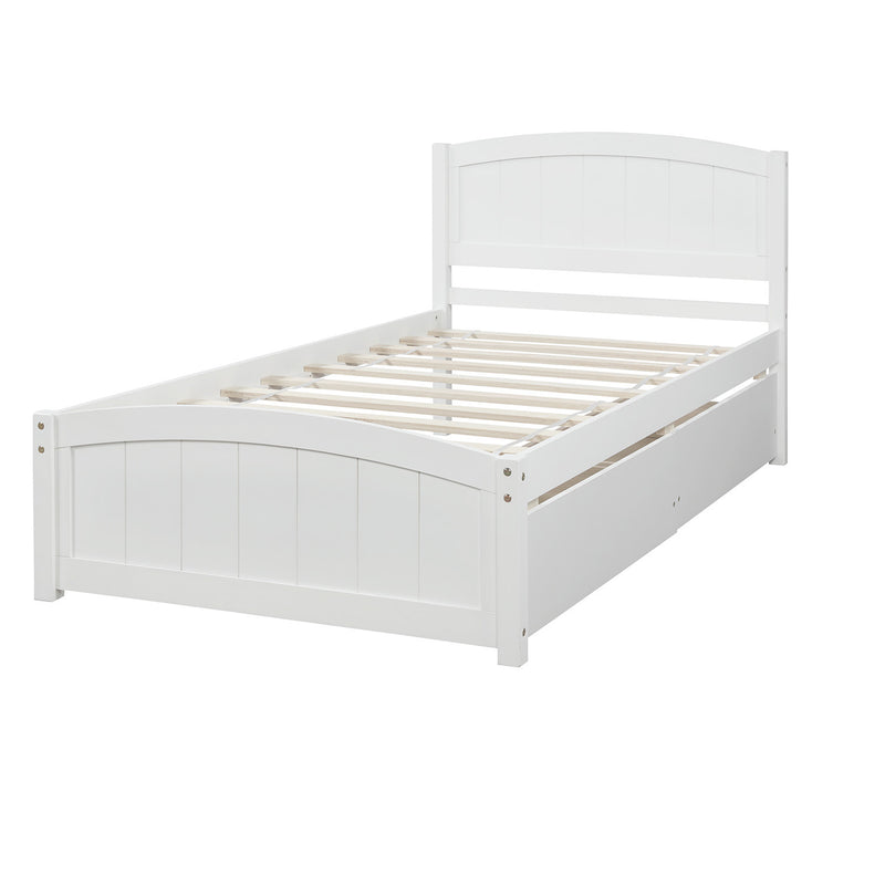 Twin size Platform Bed with Two Drawers, White