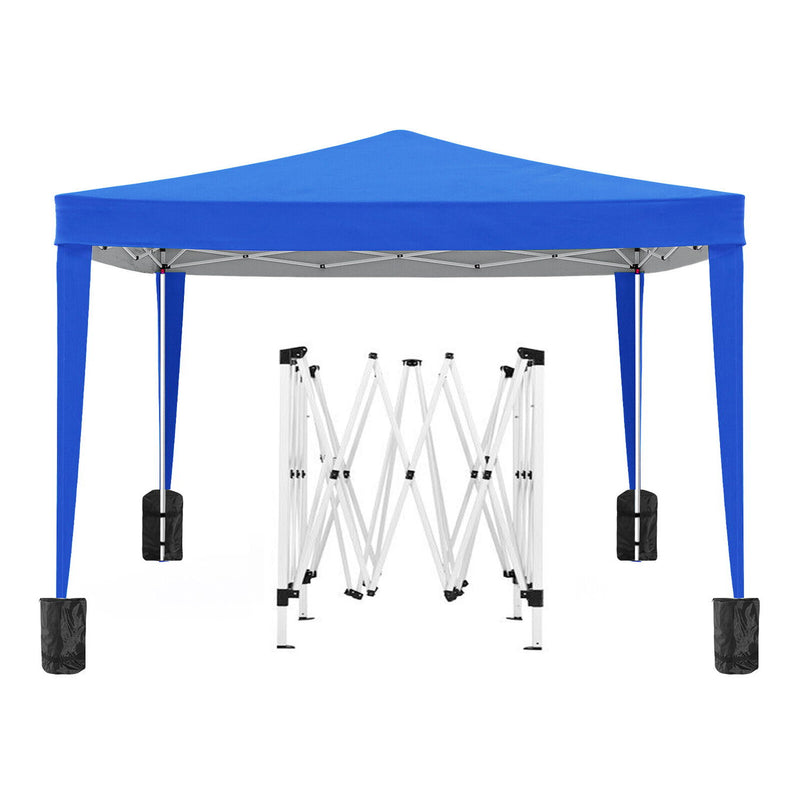 10'X10' Folding Canopy With 4 Removable Sidewalls Outdoor Event Shelter UPF 50+ Gazebo Portable Tents For Parties Beach Camping Wedding Ez Pop Up Canopy 4 Pieces Weight Bag + Carry Bag