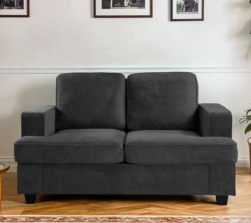 Modern Loveseat, Comfortable 2 Seater Couch With Deep Seating, Loose Back Cushions, Wide Arms