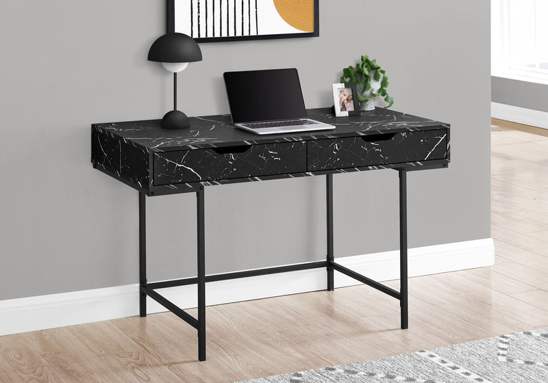 Computer Desk For Home Office, Storage Drawers, Marble Look Contemporary & Modern