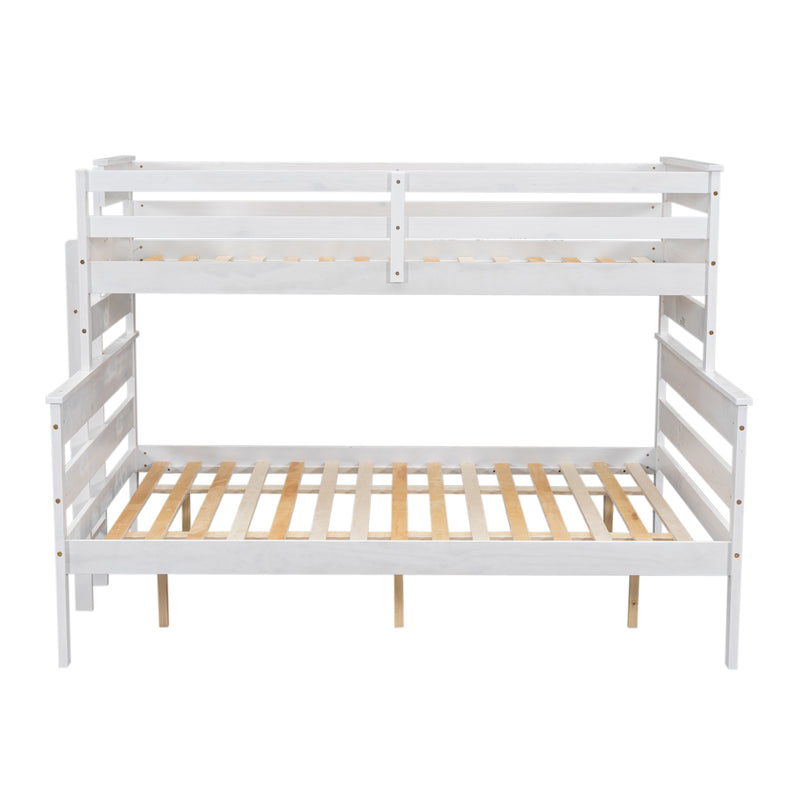 Wood Twin XL over Queen Bunk Bed with Ladder, White