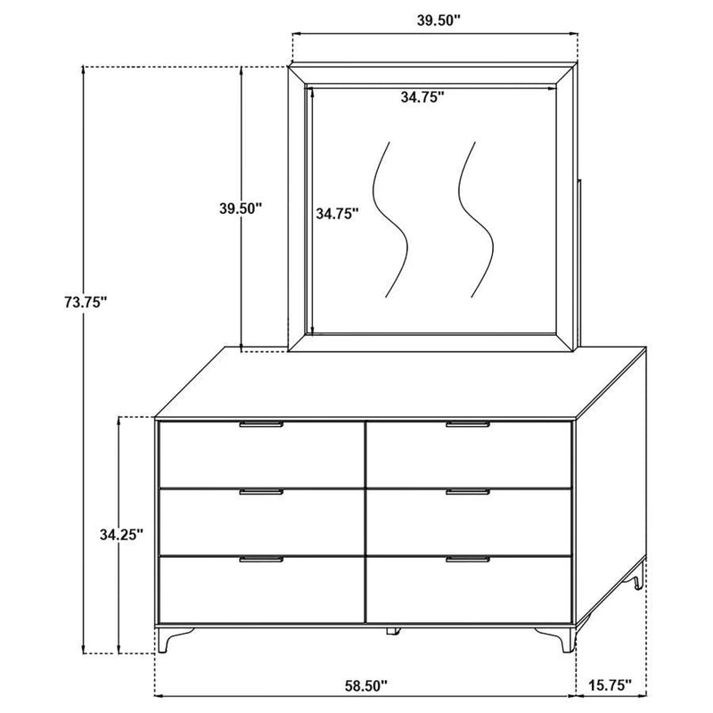 Kendall - 6-Drawer Dresser With Mirror