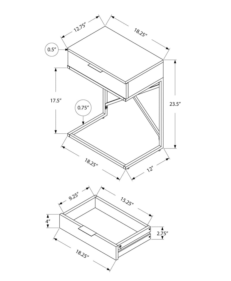 Accent Side Table, Storage Drawer, Spacious Tabletop, Contemporary & Modern