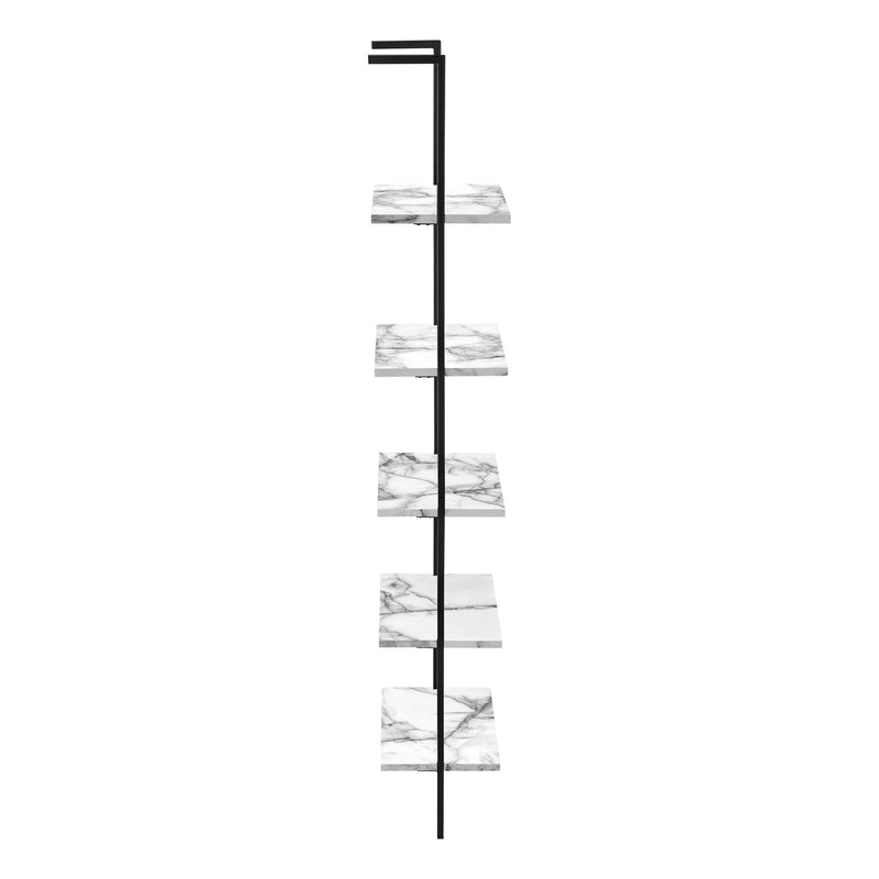 Bookshelf, Bookcase, Etagere, Ladder, 5 Tier, For Office, Marble Look Contemporary & Modern