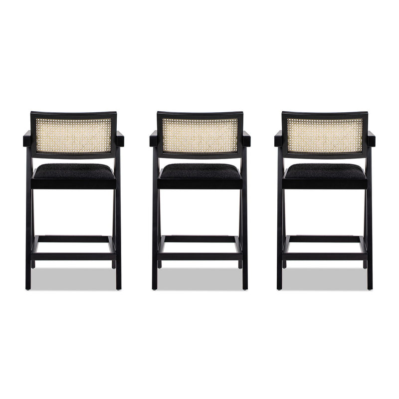 Milan - Modern Webbing Back Stool With Arms (Set of 3)