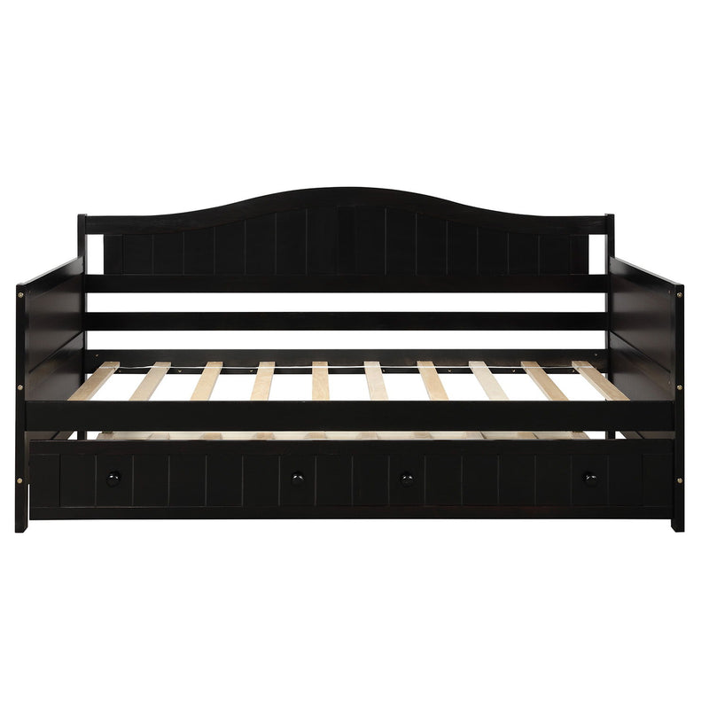 Wooden Daybed With Trundle Bed, Sofa Bed For Bedroom Living Room