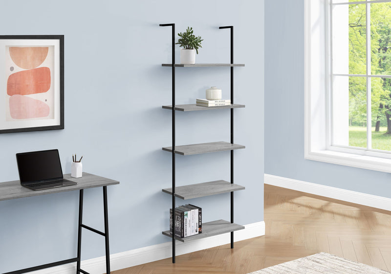 Bookshelf, Bookcase, Etagere, Ladder, 5 Tier, For Office, Marble Look Contemporary & Modern