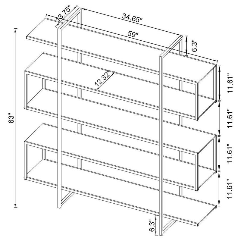 Elmer - 5-Shelf Bookshelf - Clear And Chrome