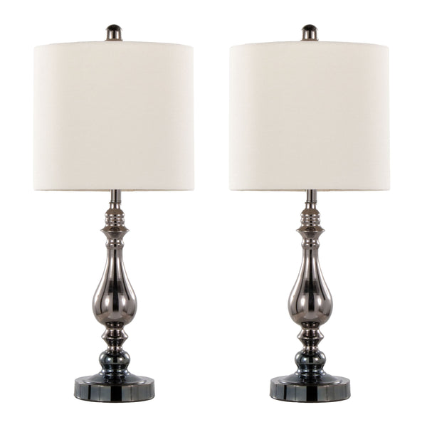 Montgomery - Contemporary Table Lamp Built In USB Port (Set of 2) - Gun / White