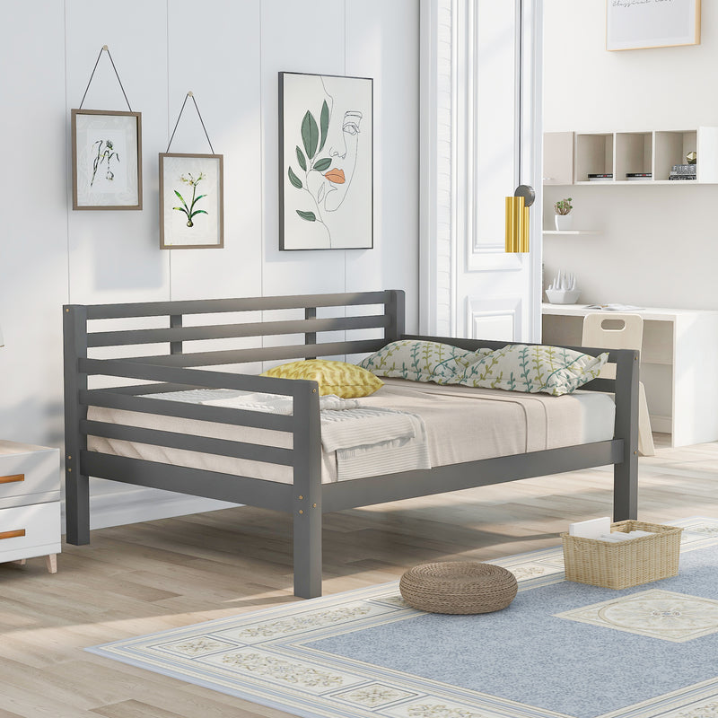 Wooden Full Size Daybed with Clean Lines, Gray