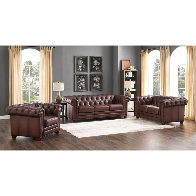 Stanwood - Leather Loveseat - Caramel