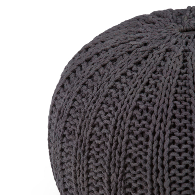 Shelby - Handcrafted Hand Knit Round Pouf