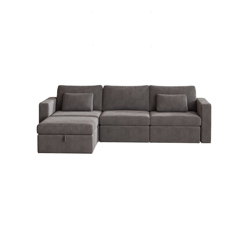 4 Seats Modern U-Shape Sectional Sofa, Oversized Upholstery Chaise Couch With Storage Ottomans For Living Room / Loft / Apartment / Office