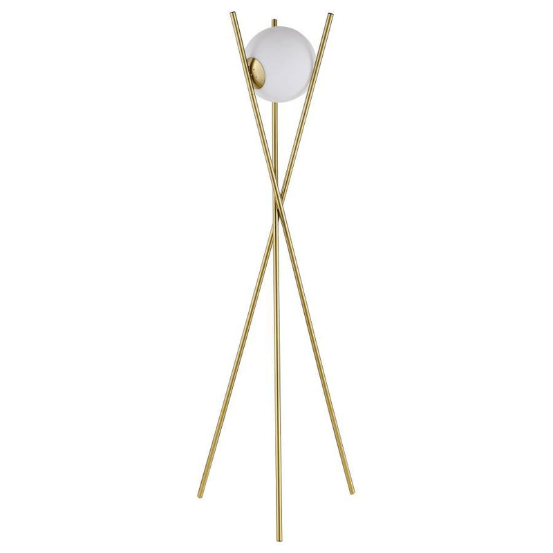 Yamileth - Spherical Bulb Metal Tripod Floor Lamp - Gold