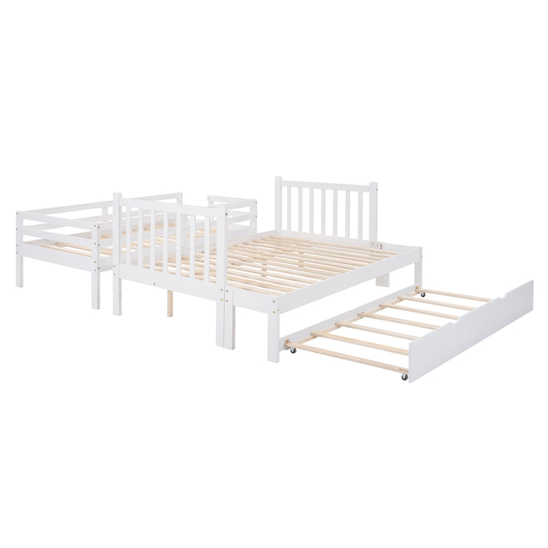 Twin over Twin/Full Bunk Bed with Twin Size Trundle (White)(OLD SKU :LP000025AAK)