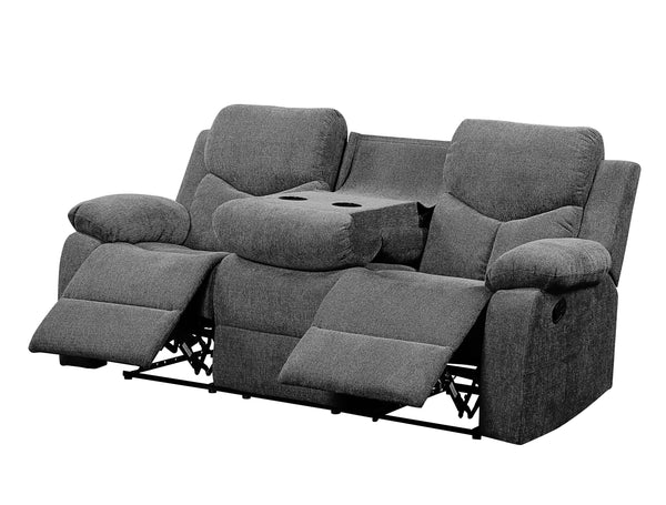 Kalen - Chenille Sofa With Drop Down Table - Gray