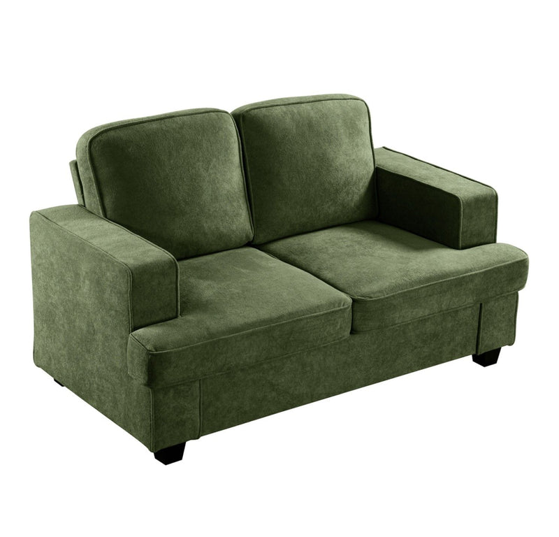 Modern Loveseat, Comfortable 2 Seater Couch With Deep Seating, Loose Back Cushions, Wide Arms