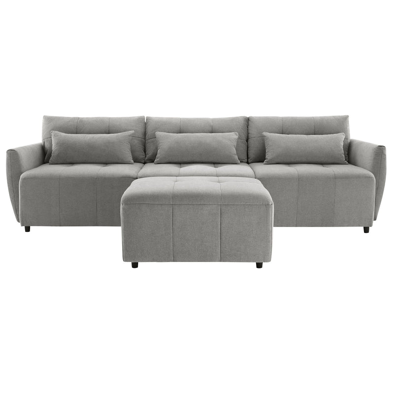 Convertible Sectional Sofa Couch 3 Seat L-Shaped Sofa With Movable Ottoman And USB For Apartment, Living Room, Bedroom