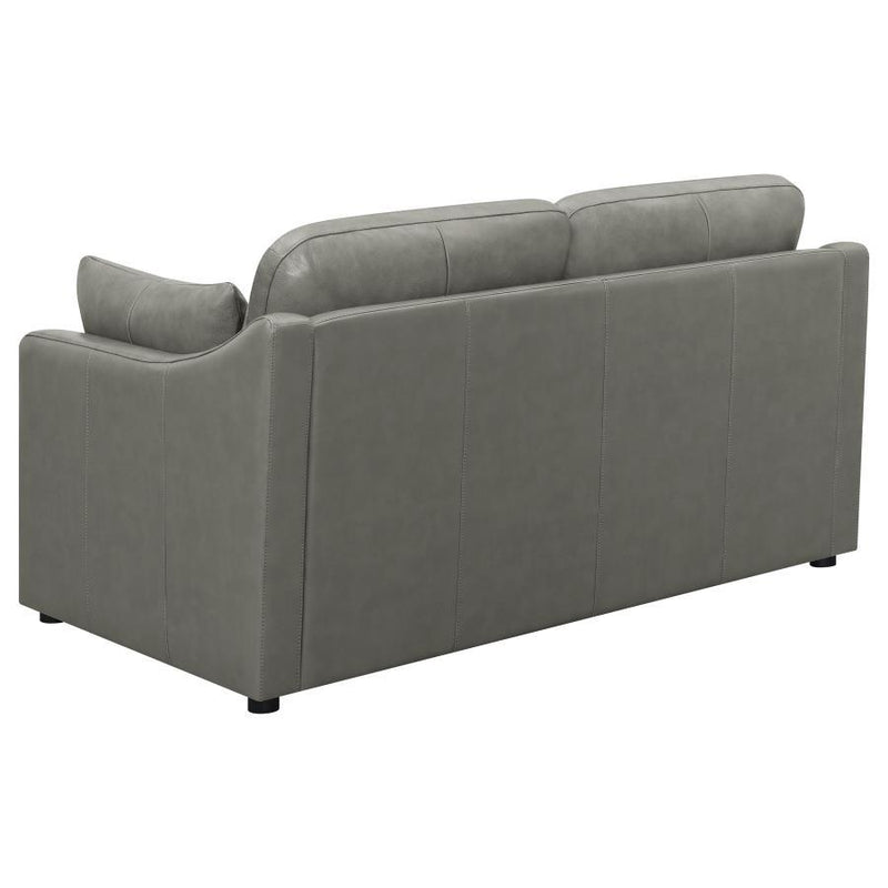 Grayson - Leather Upholstered Sloped Arm Loveseat - Gray