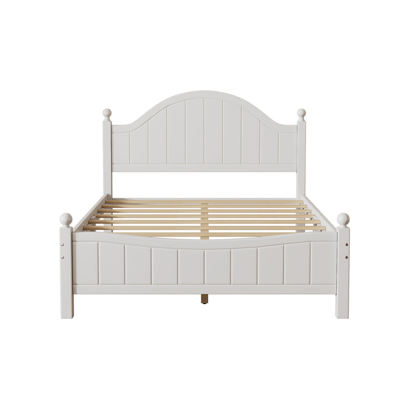 Traditional Concise Style White Solid Wood Platform Bed, No Need Box Spring, Full(Old SKU:WF295732AAA)