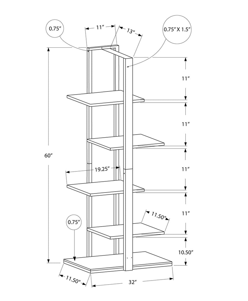 Bookshelf, Bookcase, Etagere, 5 Tie For Office, Contemporary & Modern