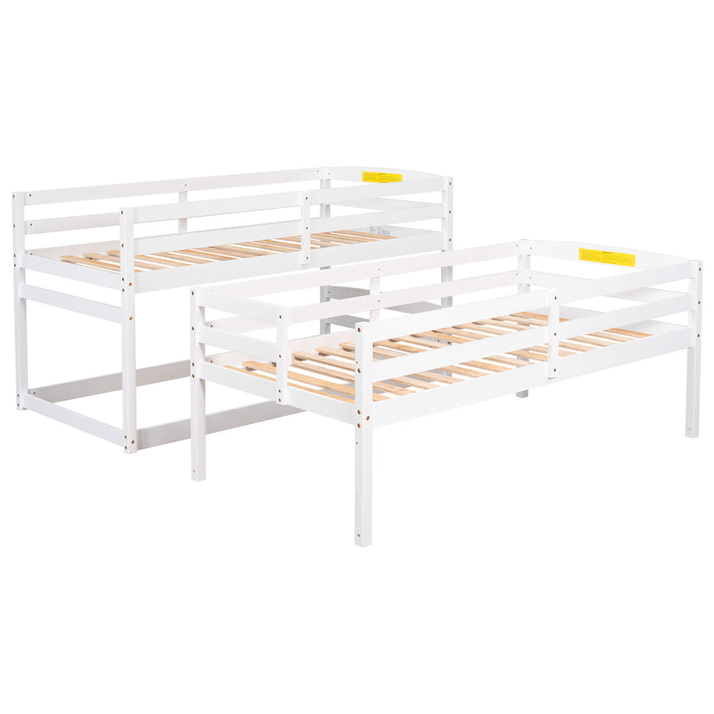 Twin Size Triple Bunk Bed with Storage Staircase,Separate Design,White